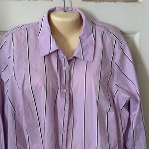 Talbots Lavender Striped Button Down Shirt